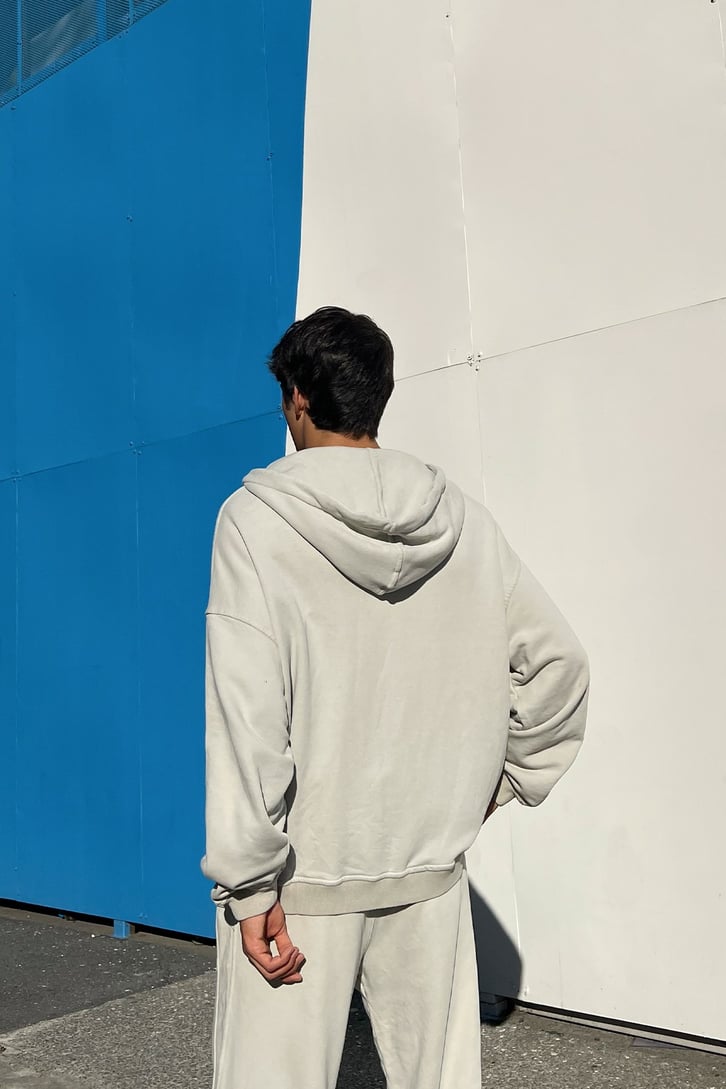 Yırtmaç Detaylı Acid Wash Zipper Eşofman Takımı