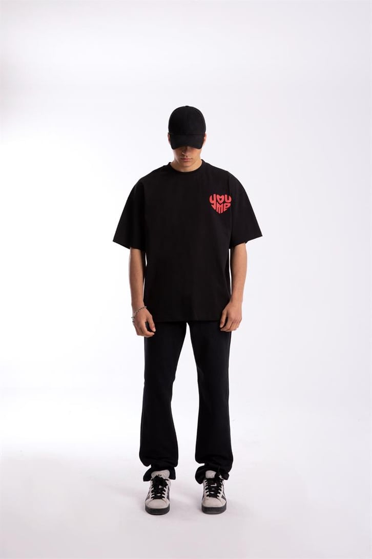 You Me Heart Baskılı Oversize Tshirt