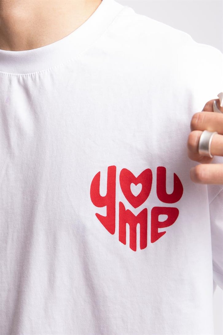 You Me Heart Baskılı Oversize Tshirt