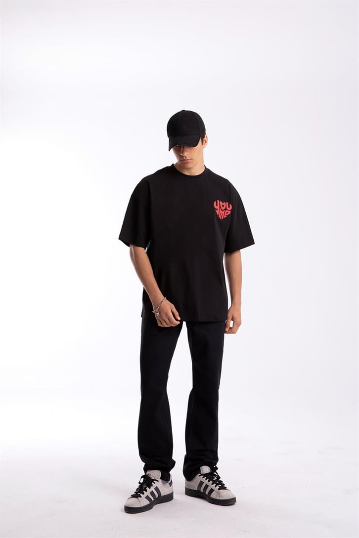 You Me Heart Baskılı Oversize Tshirt
