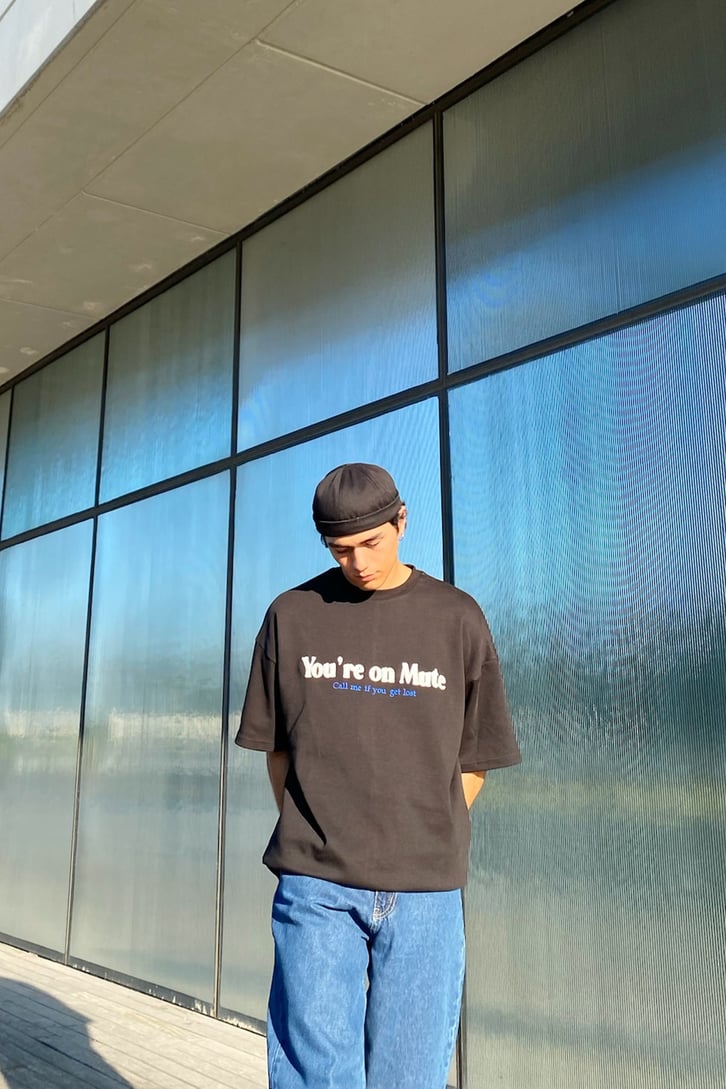 You're on Mute Nakışlı Oversize Tshirt