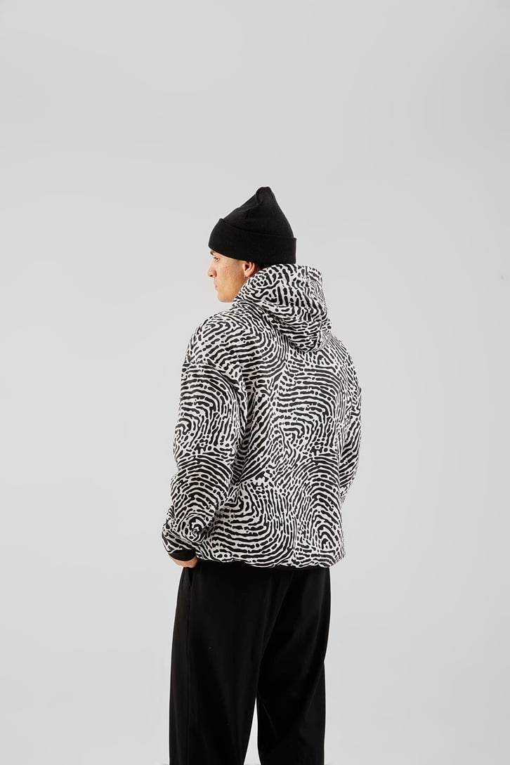 Zebra Baskılı Siyah Oversize Hoodie
