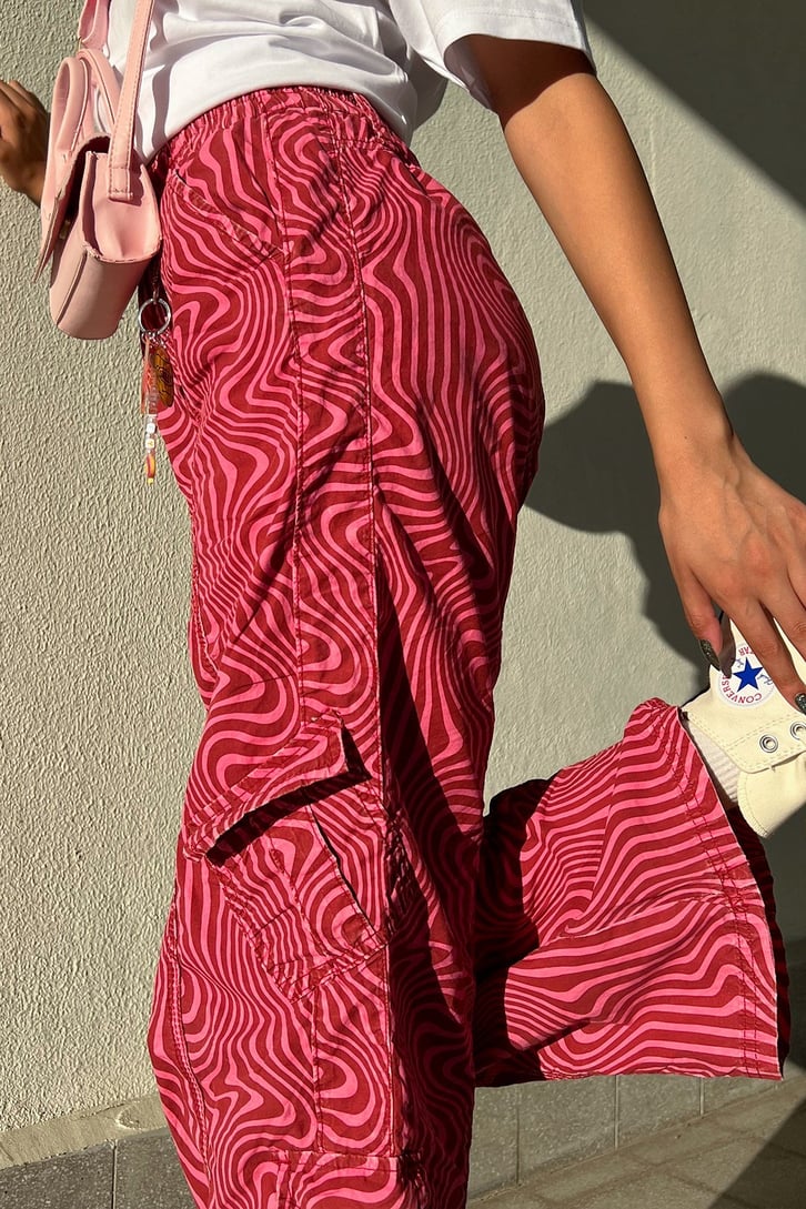 Zebra Desen Kargo Cepli Baggy Pantolon