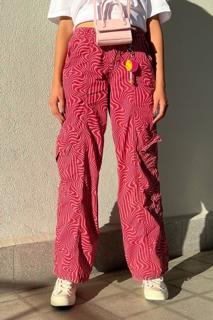 Zebra Desen Kargo Cepli Baggy Pantolon