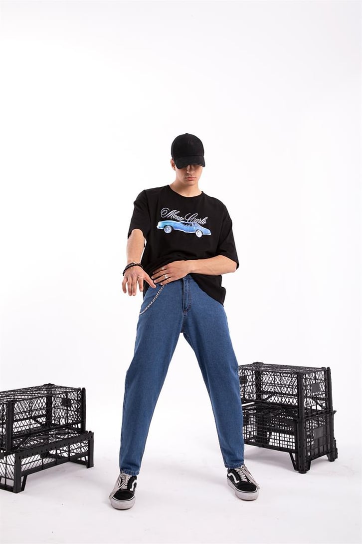 Zincir Detaylı Mavi Regular Jean