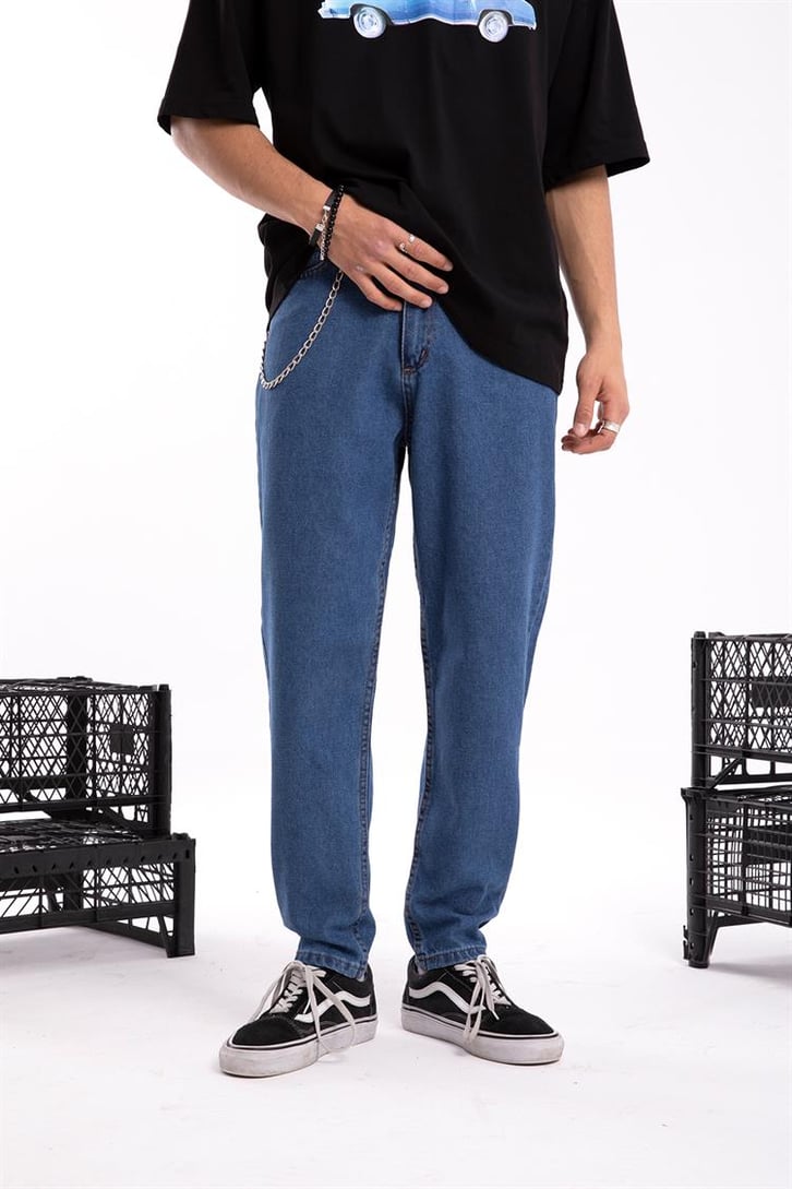 Zincir Detaylı Mavi Regular Jean