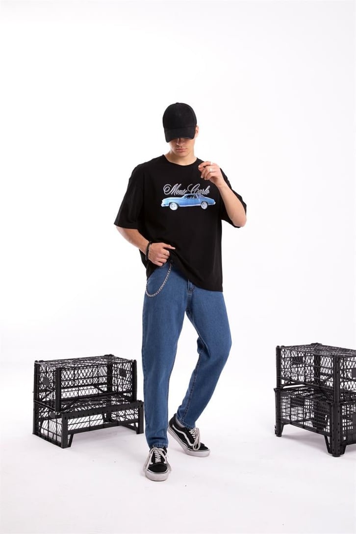 Zincir Detaylı Mavi Regular Jean
