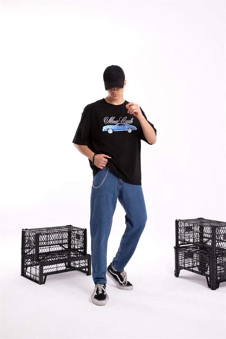 Zincir Detaylı Mavi Regular Jean