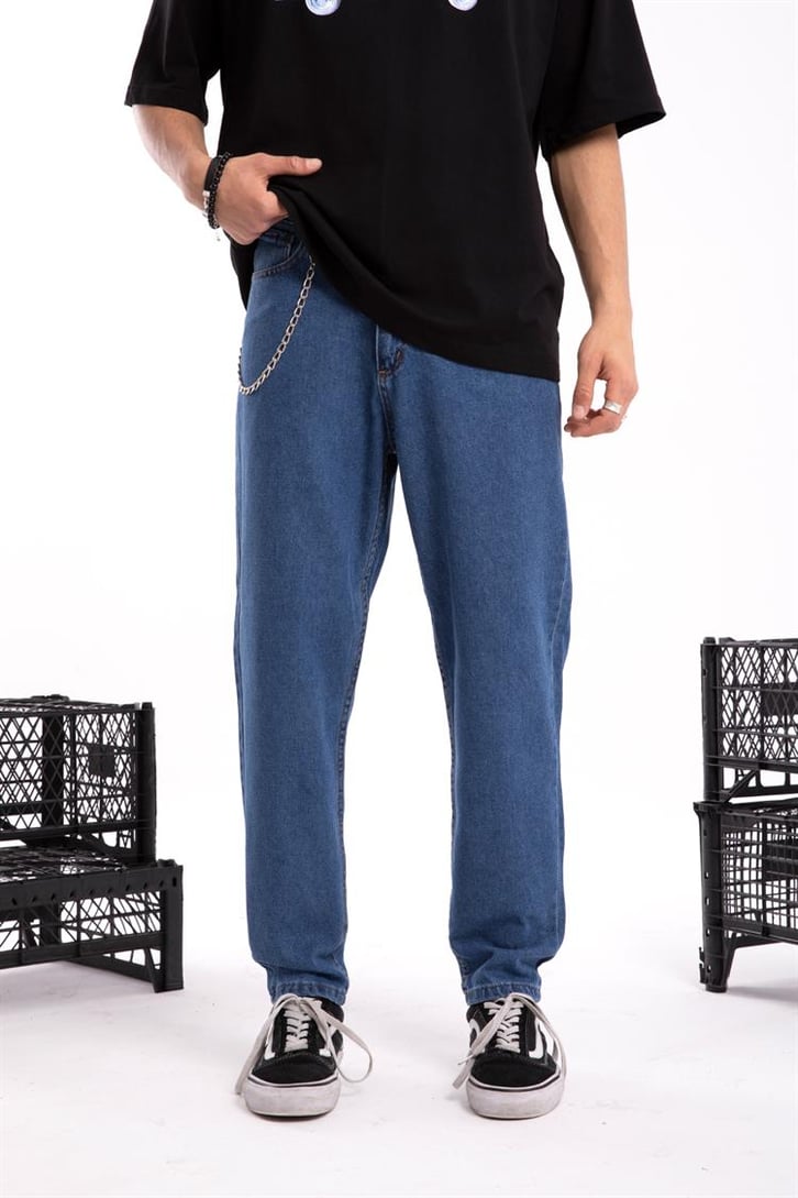 Zincir Detaylı Mavi Regular Jean