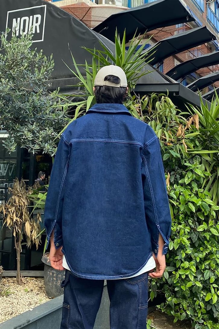 Zip Design Kot Mavisi Oversize Kot Ceket