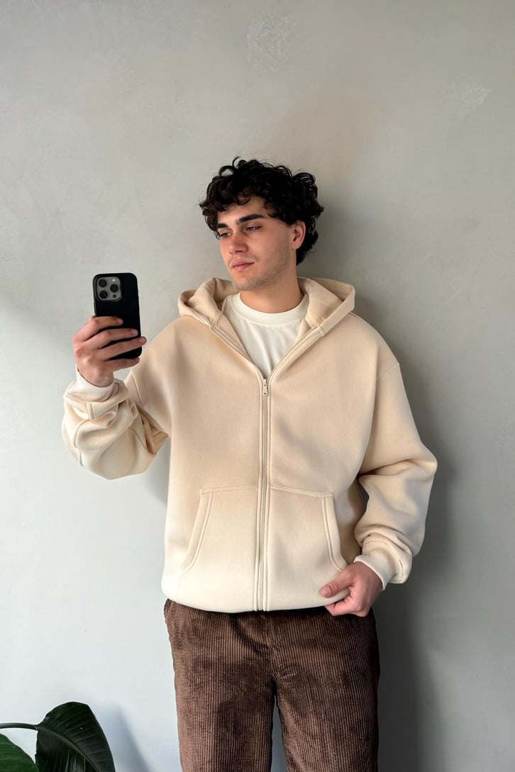 Zip Oversize Basic Sweatshirt