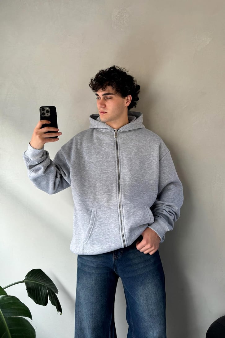 Zip Oversize Basic Sweatshirt