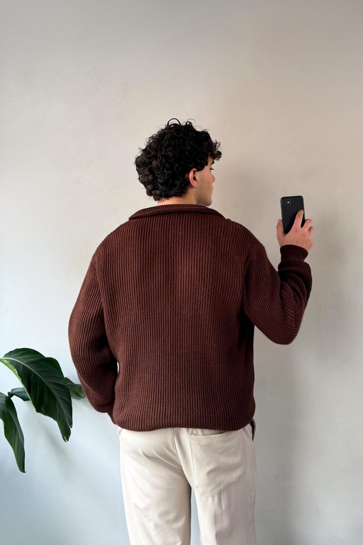 Zipli Oversize Basic Triko Hırka