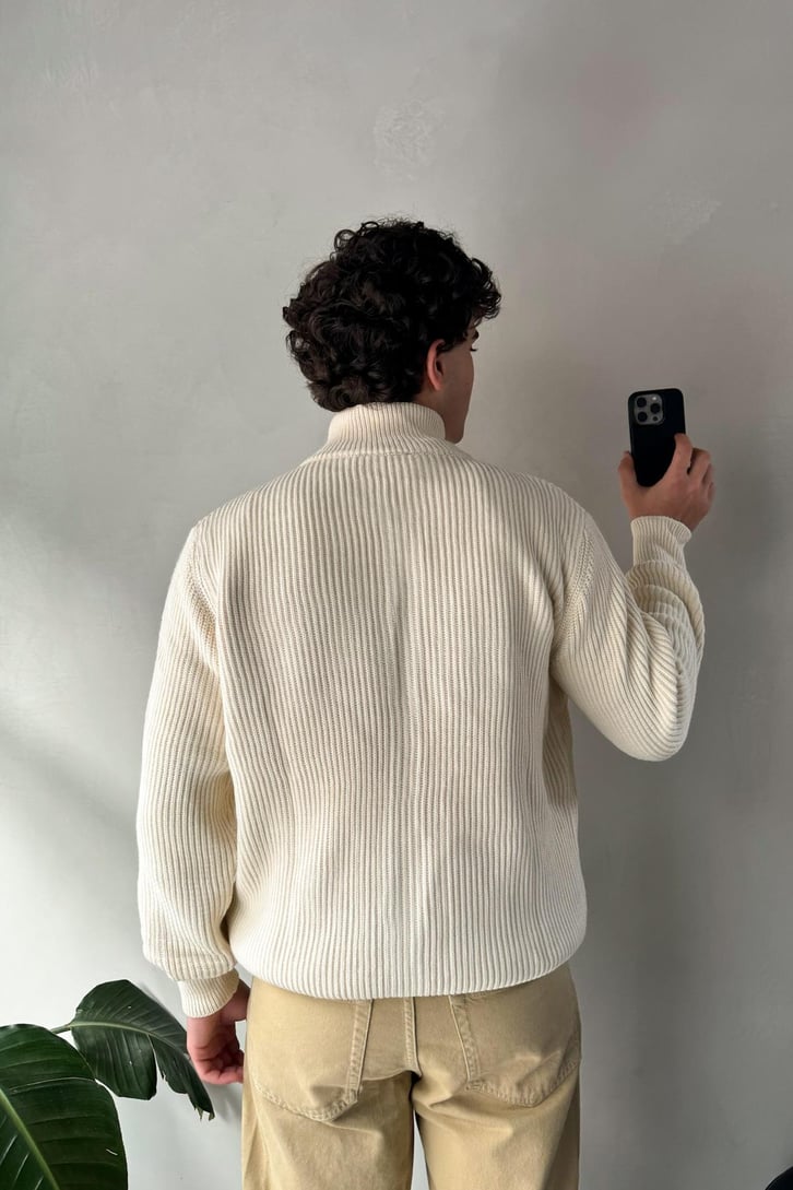 Zipli Oversize Basic Triko Hırka