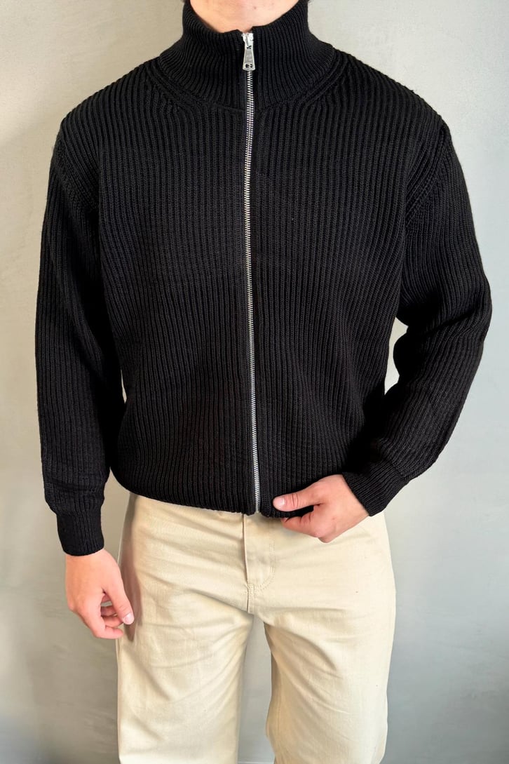 Zipli Oversize Basic Triko Hırka