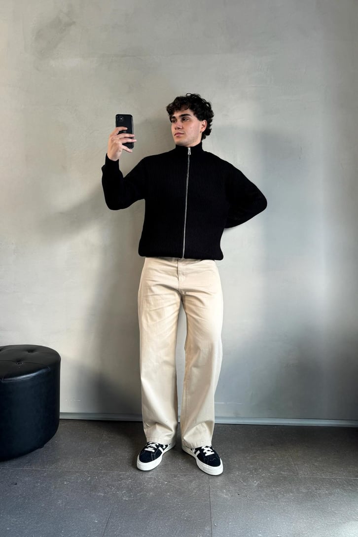 Zipli Oversize Basic Triko Hırka