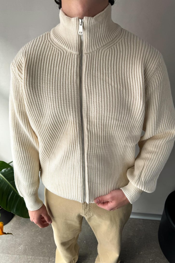 Zipli Oversize Basic Triko Hırka