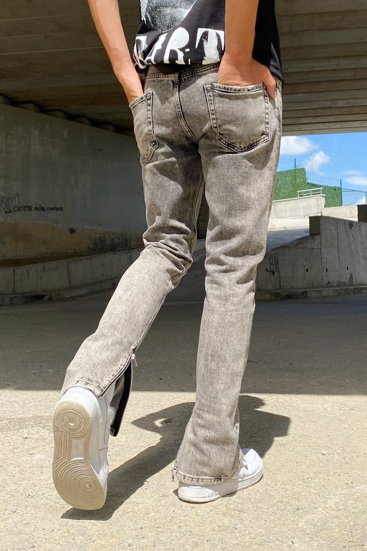 Zipper Detail Antrasit Skinny Jean