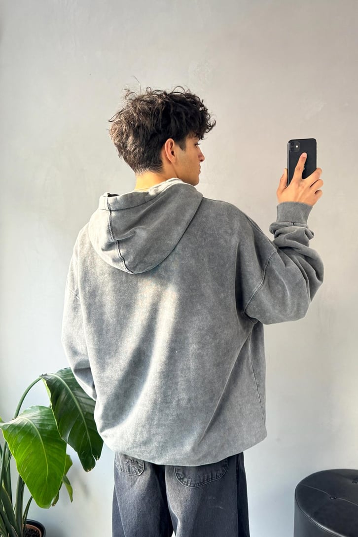 12:12 Baskılı Oversize Hoodie