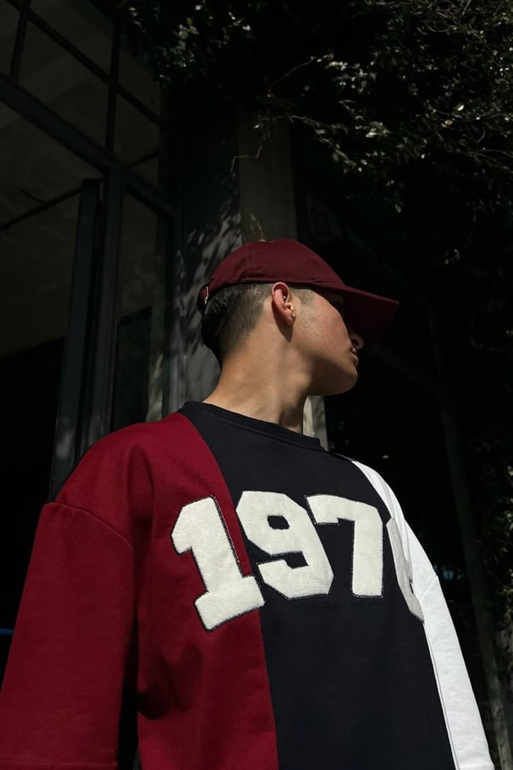 1976 Nakışlı Parçalı Oversize Tişört