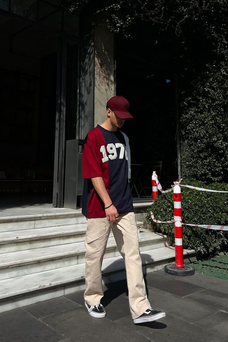 1976 Nakışlı Parçalı Oversize Tişört