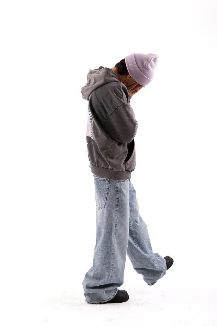 1989 Sırt Baskılı Acid Wash Oversize Hoodie