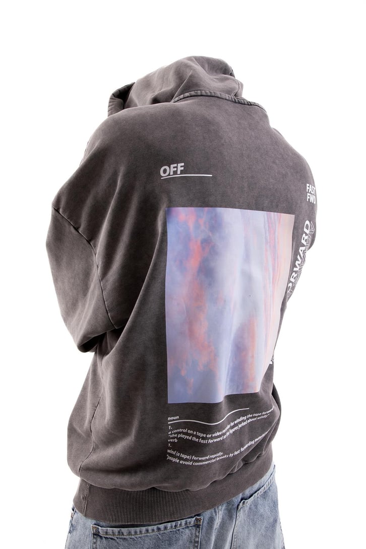 1989 Sırt Baskılı Acid Wash Oversize Hoodie