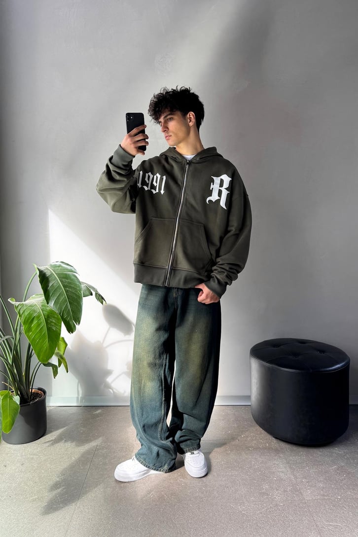 1991 Baskılı Oversize Hoodie