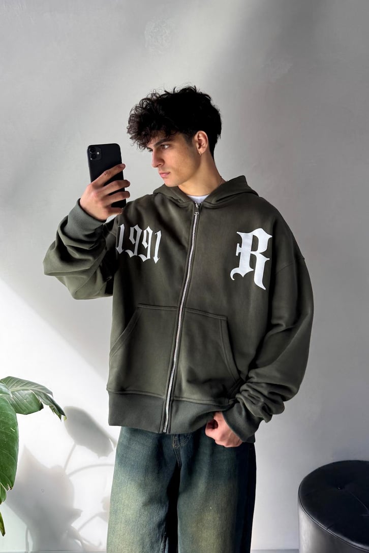 1991 Baskılı Oversize Hoodie