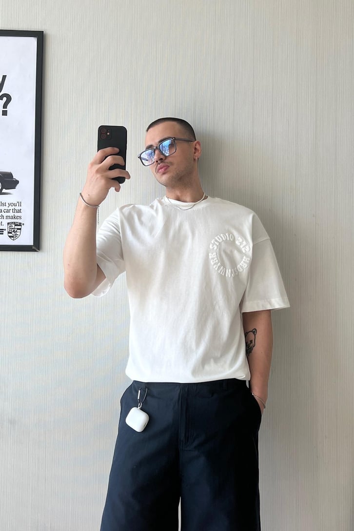 212 Baskılı Oversize Tişört