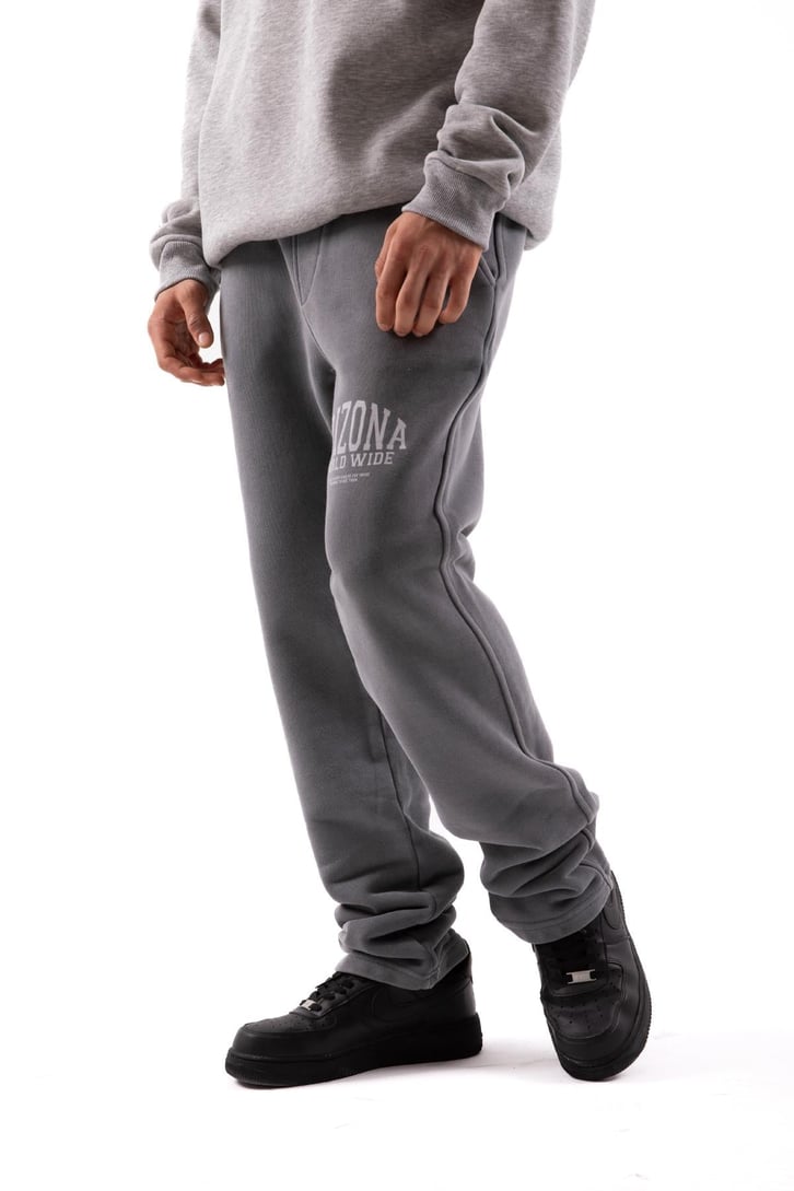 500 GSM Premium Gri Baskılı Acid Wash Eşofman Altı