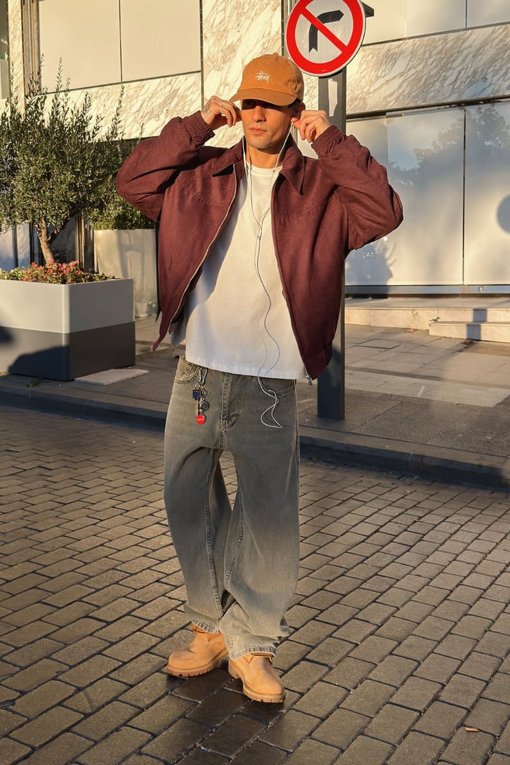 90's Claret Red Bomber Jacket