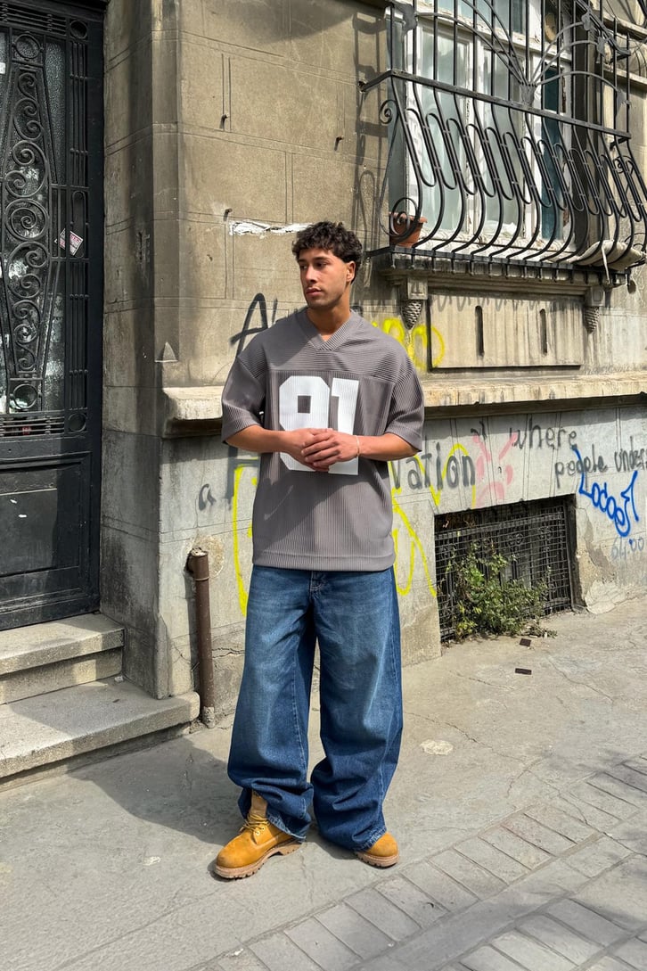 91 Baskılı Fitilli Tişört