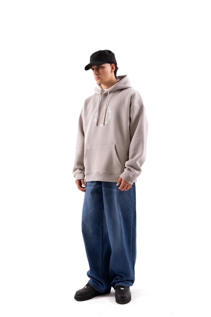 A Better Mistake Baskılı Bej Oversize Hoodie