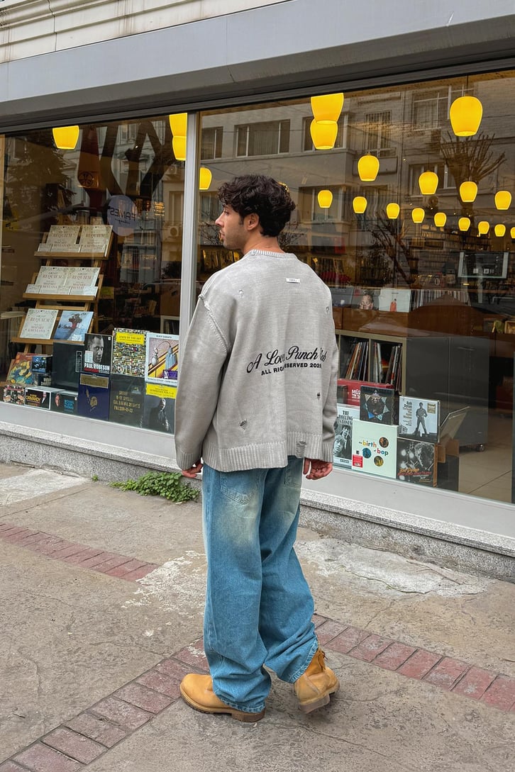 A Lovers Baskılı Triko Kazak