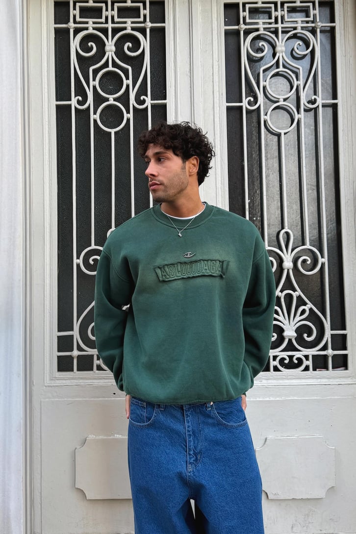 Abloaga Nakışlı Crop Sweatshirt