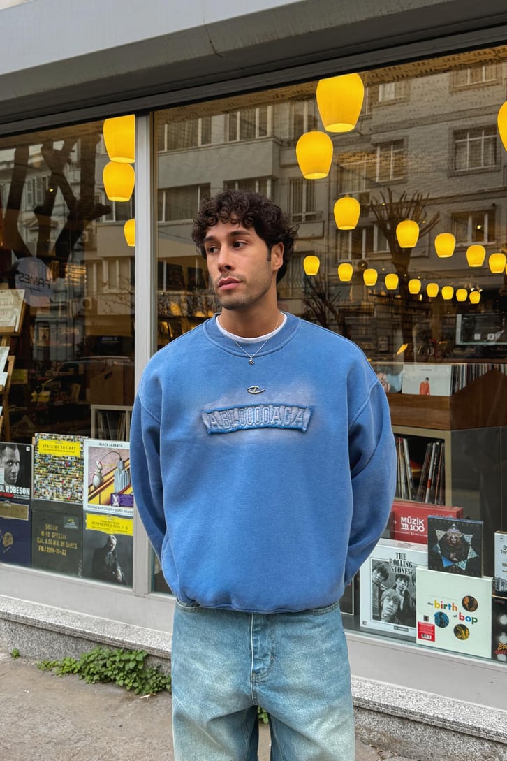 Abloaga Nakışlı Crop Sweatshirt