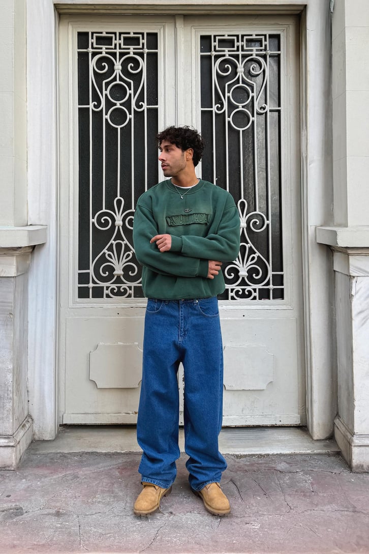 Abloaga Nakışlı Crop Sweatshirt