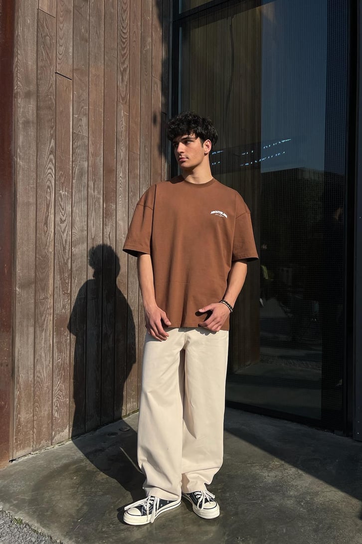 About Baskılı Beyaz Oversize Tişört