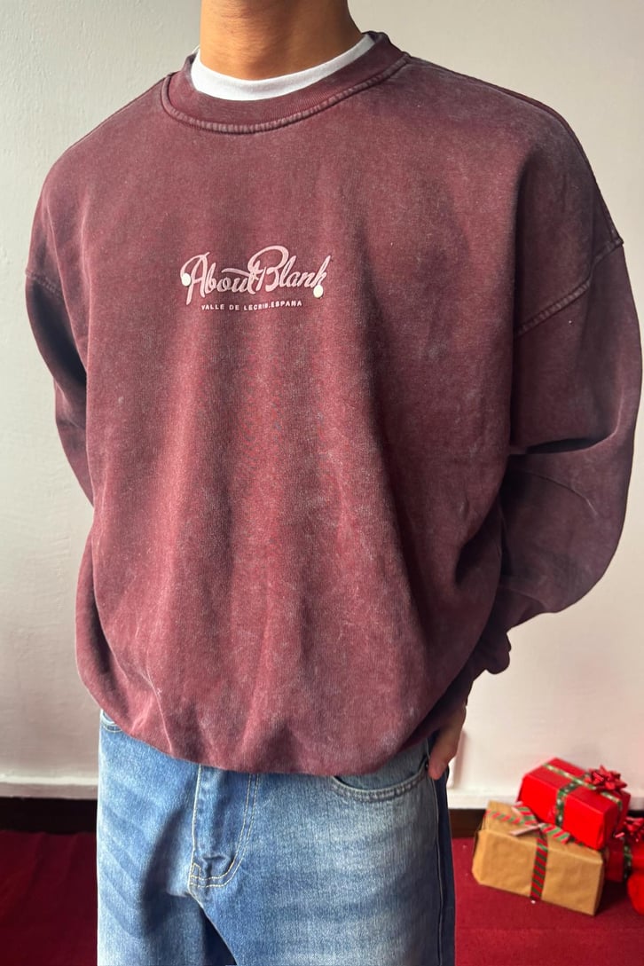 About Blank Baskılı Crop Sweatshirt