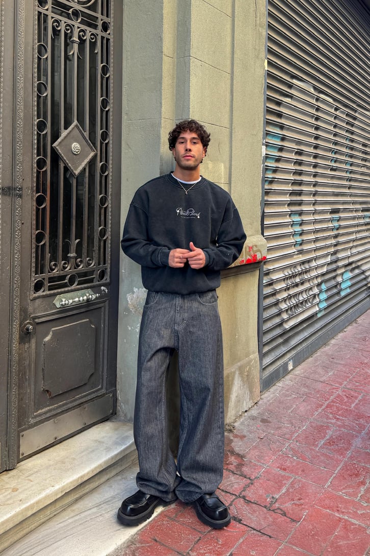 About Blank Baskılı Crop Sweatshirt