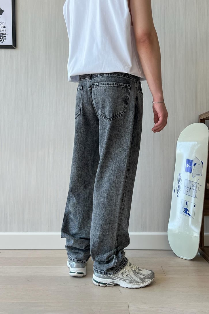 Acid Wash Antrasit Baggy Jean