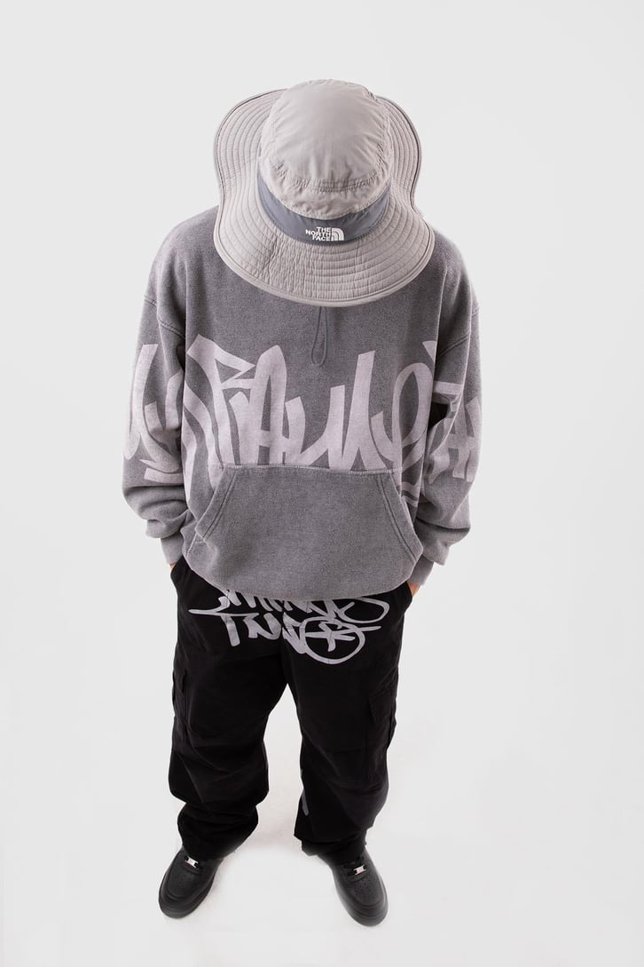 Acid Wash Baskılı Sütlü Kahve Oversize Hoodie