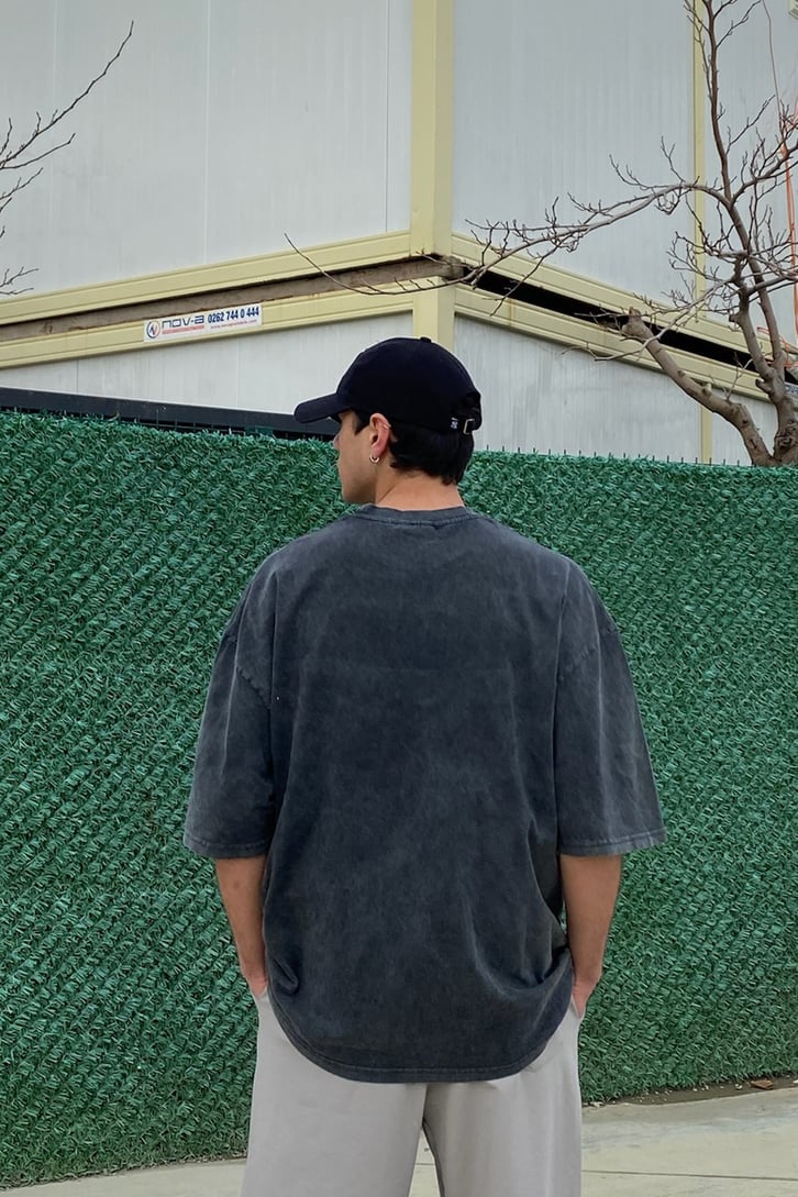 Acid Wash Chest Printed Premium Tee
