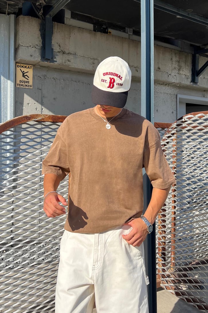 Acid Wash Premium Basic Oversize Tişört
