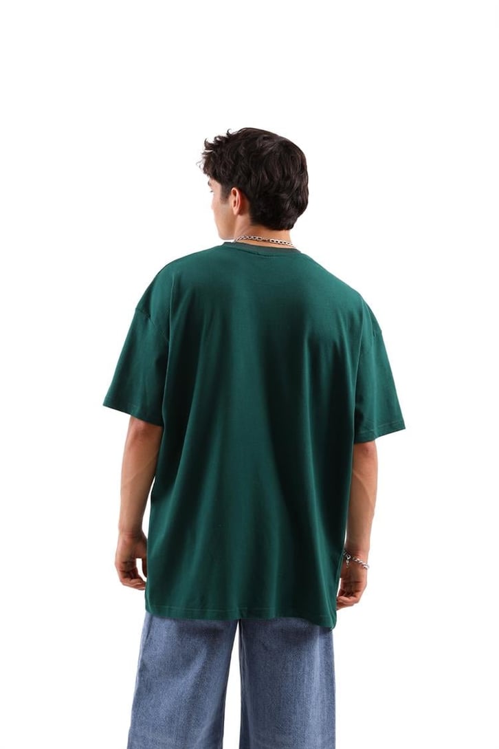 Actual A Baskılı Açık Yeşil Oversize Tshirt