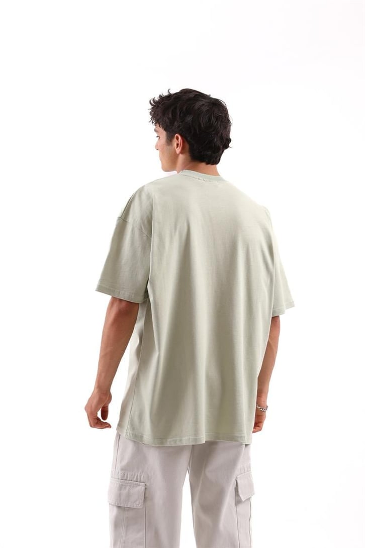Actual A Baskılı Açık Yeşil Oversize Tshirt