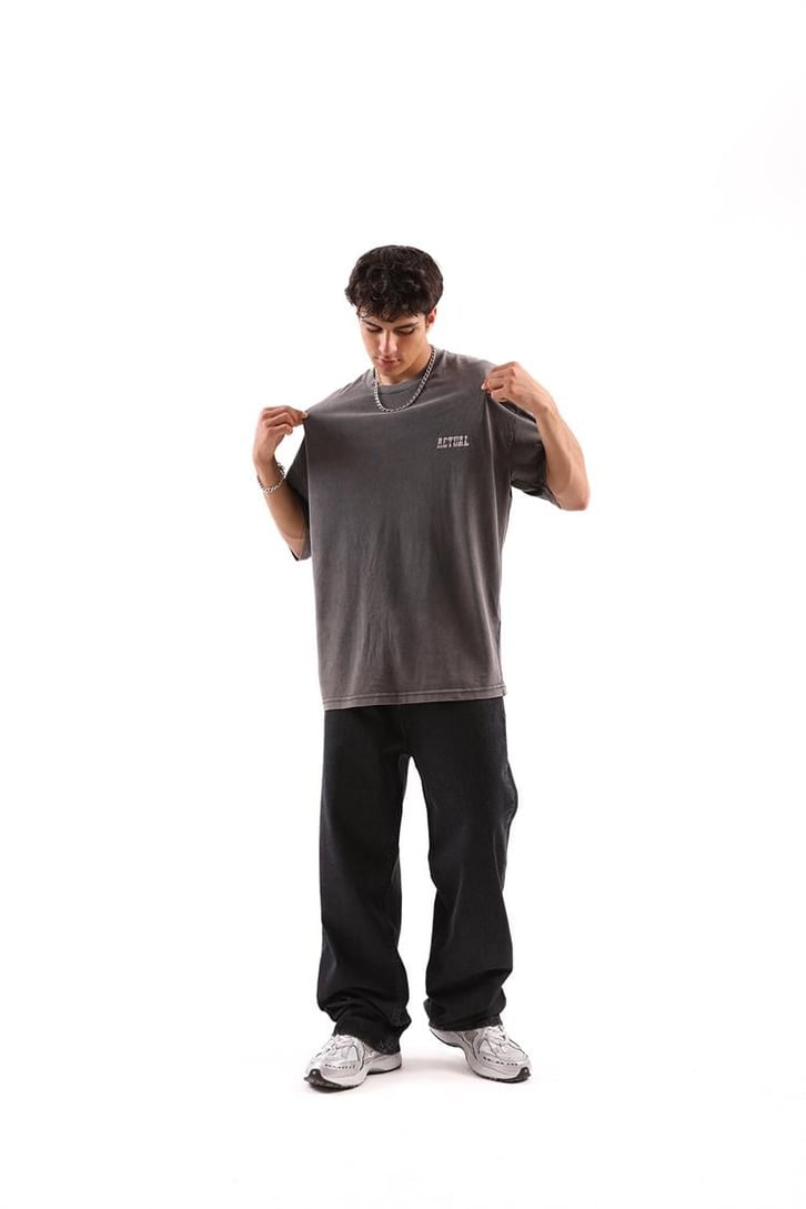 Actual Baskılı Acid Wash Tshirt