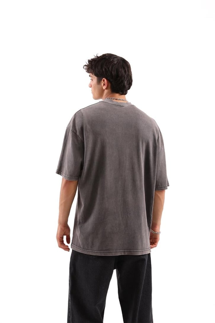 Actual Baskılı Acid Wash Tshirt