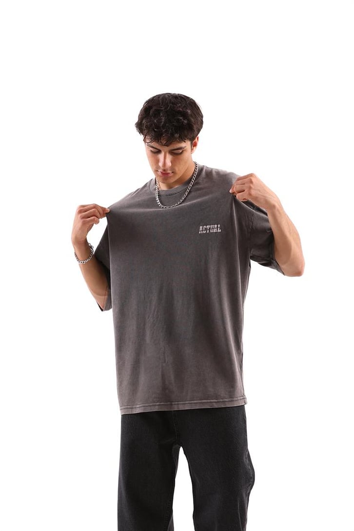 Actual Baskılı Acid Wash Tshirt